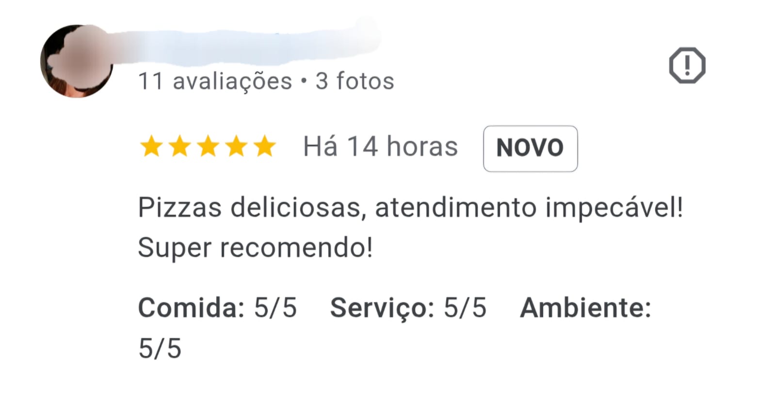 Cliente relata evento perfeito com pizzas leves