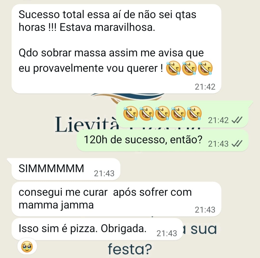 Cliente relata evento perfeito com pizzas leves